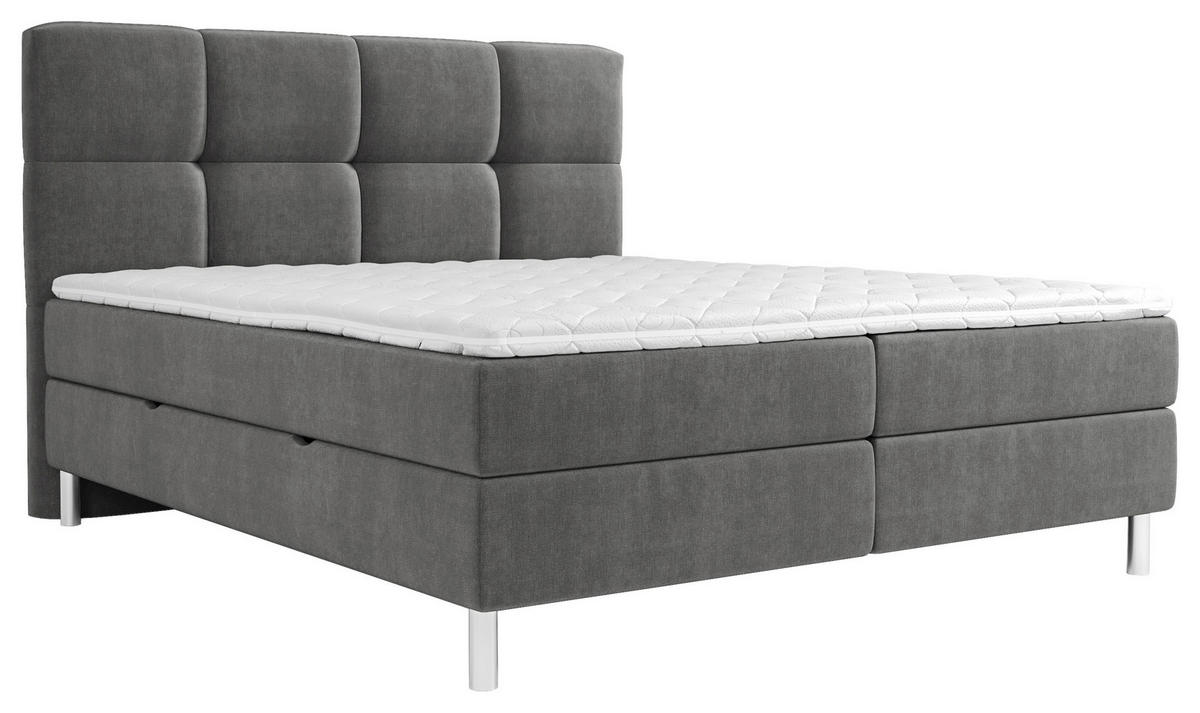 BOXBETT 140/200 cm,  in Graphitfarben,  {item.attr('349-543‘),[, ]}{item.attr('328-587‘),[ ]} - Chromfarben/Graphitfarben, Design, Holz/Holzwerkstoff (140/200cm) - Esposa