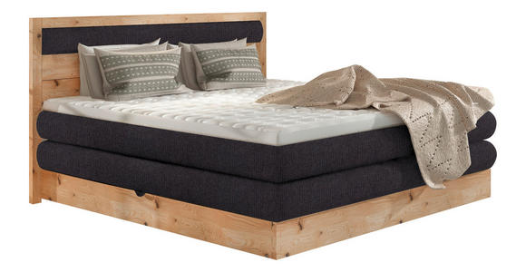 BOXSPRINGBETT 180/200 cm  in Schwarz, Eichefarben  - Eichefarben/Schwarz, KONVENTIONELL, Holz/Holzwerkstoff (180/200cm) - Valnatura