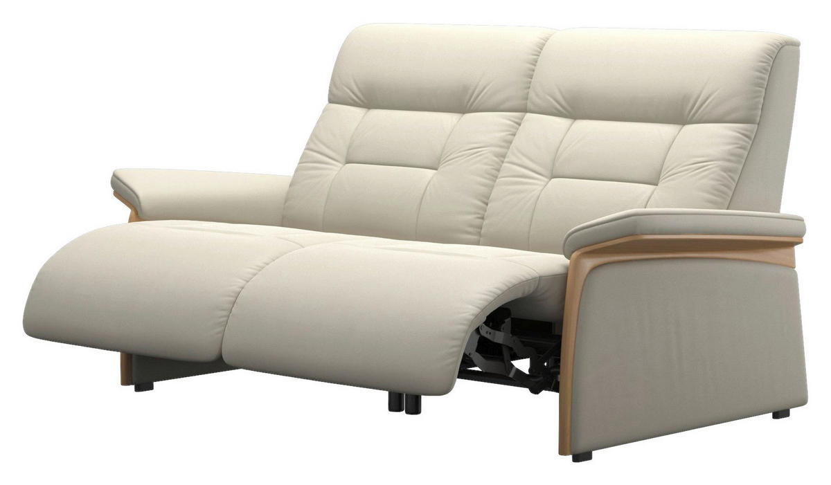 2-SITZER-SOFA Beige Echtleder  - Beige/Schwarz, KONVENTIONELL, Leder/Holz (188/102/99cm) - Stressless