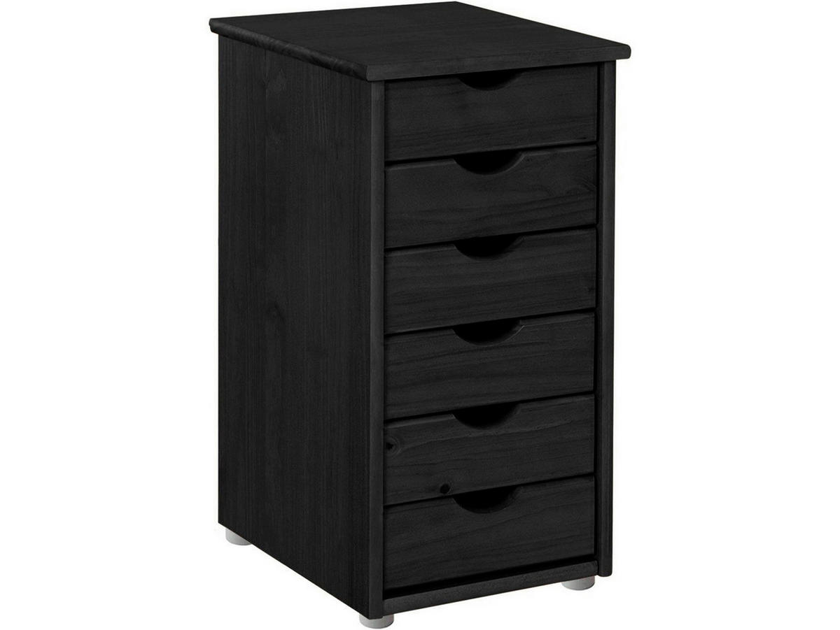 KOMMODE GENOVA, 34/66/39 cm, 6 Schublade(n)  - Silberfarben/Schwarz, Design, Holz/Kunststoff (34/66/39cm) - Livetastic