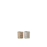 TEELICHTHALTER - Beige/Grau, Basics, Glas (7,3/7,3/8cm) - Ambia Home