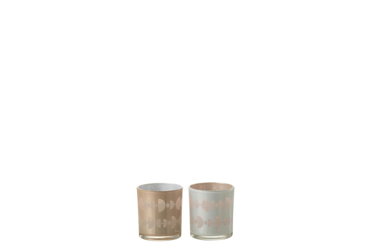 TEELICHTHALTER - Beige/Grau, Basics, Glas (7,3/7,3/8cm) - Ambia Home