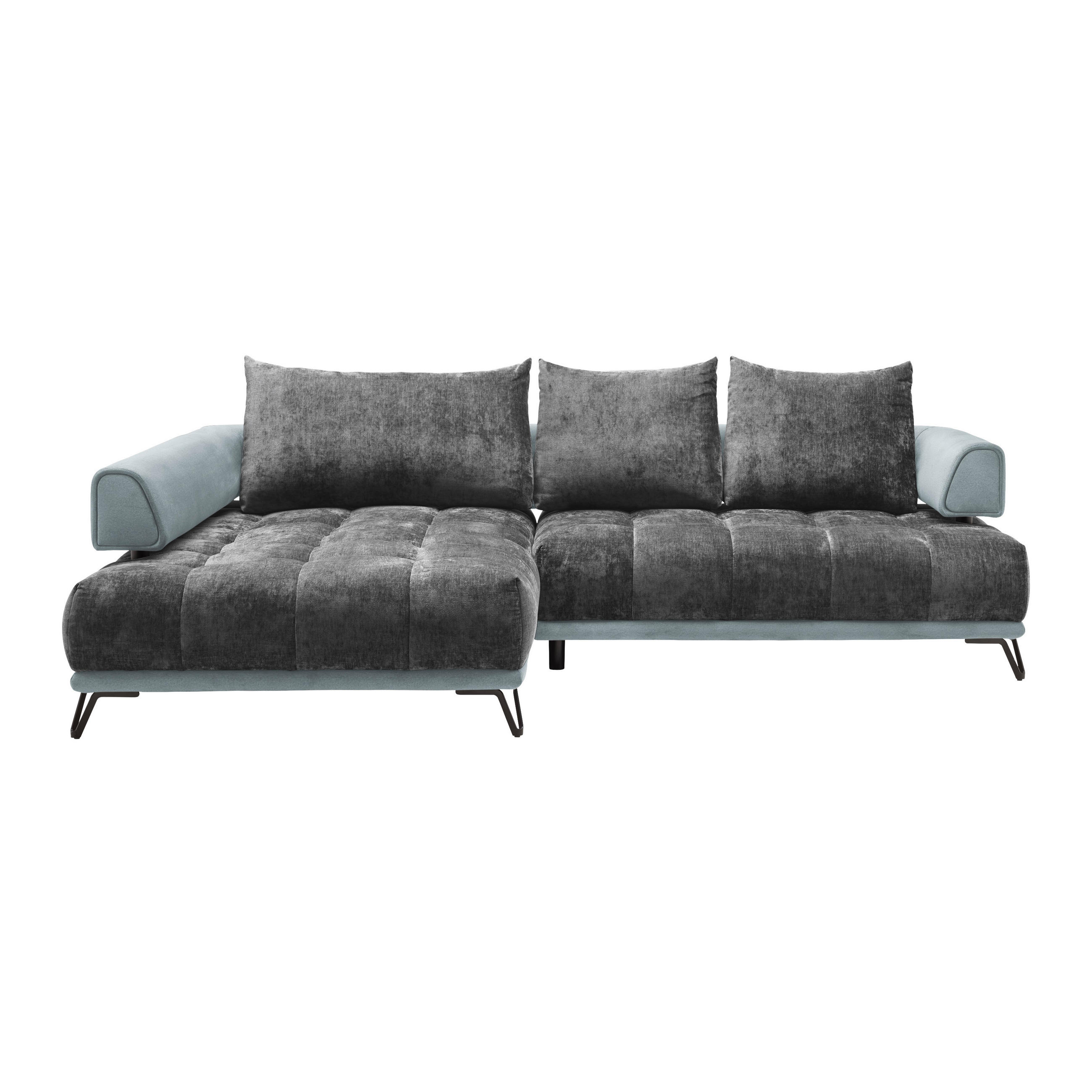 HÖRNSOFFA i mörkgrå  - mörkgrå/silver, Modern, metall/textil (184/67-87/262cm) - MID.YOU