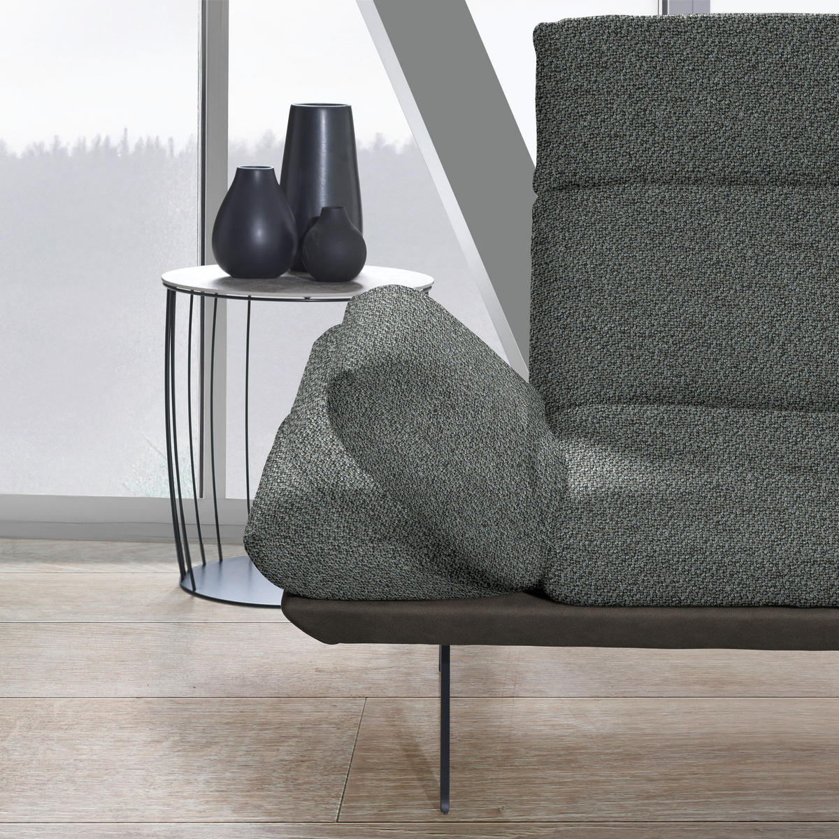 ECKSOFA in Flachgewebe Dunkelgrau  - Dunkelgrau/Schwarz, Design, Textil/Metall (239/270cm) - Koinor