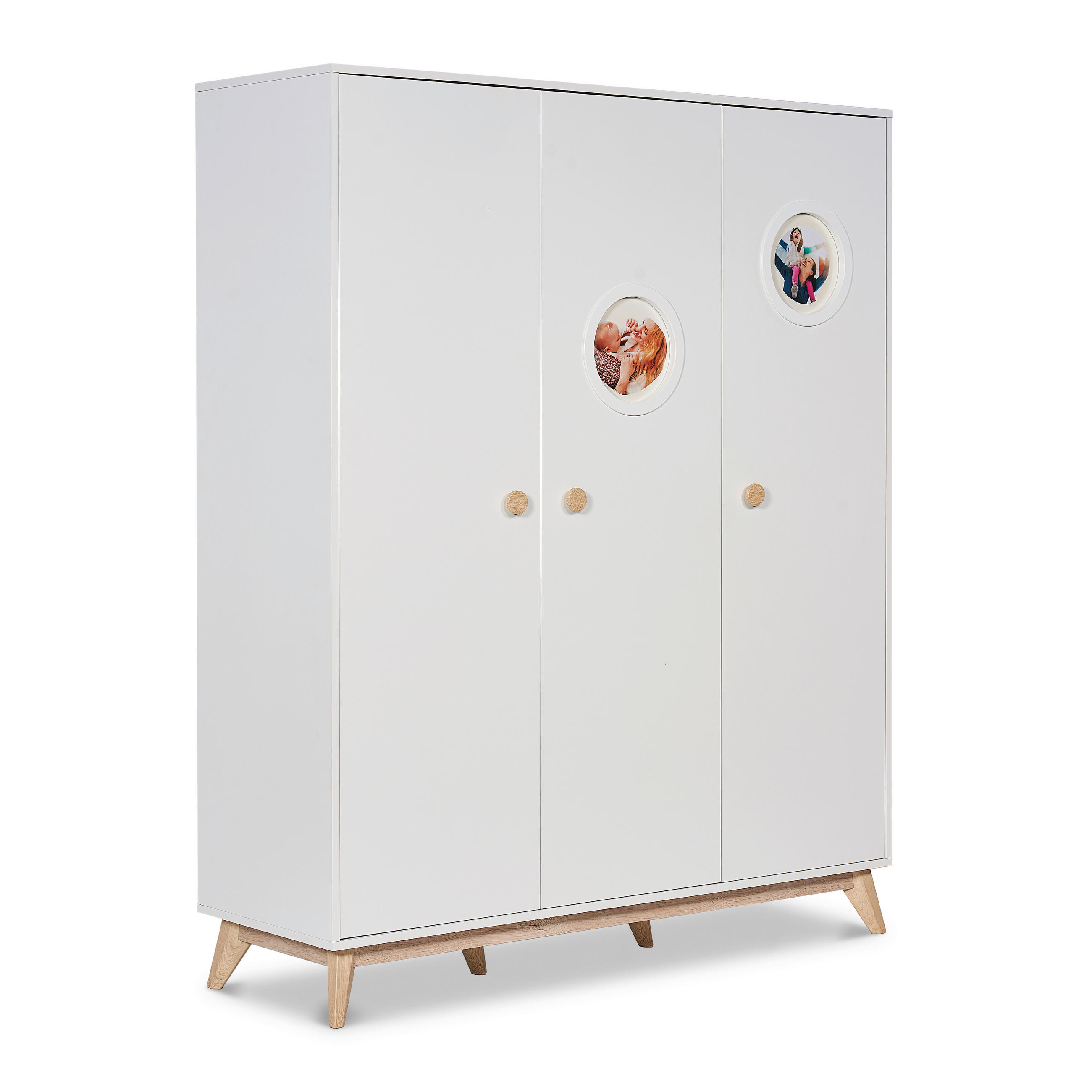 BABYKLEIDERSCHRANK Viggo  - Eichefarben/Weiß, Basics, Holzwerkstoff/Kunststoff (140/193/52cm) - Jimmylee