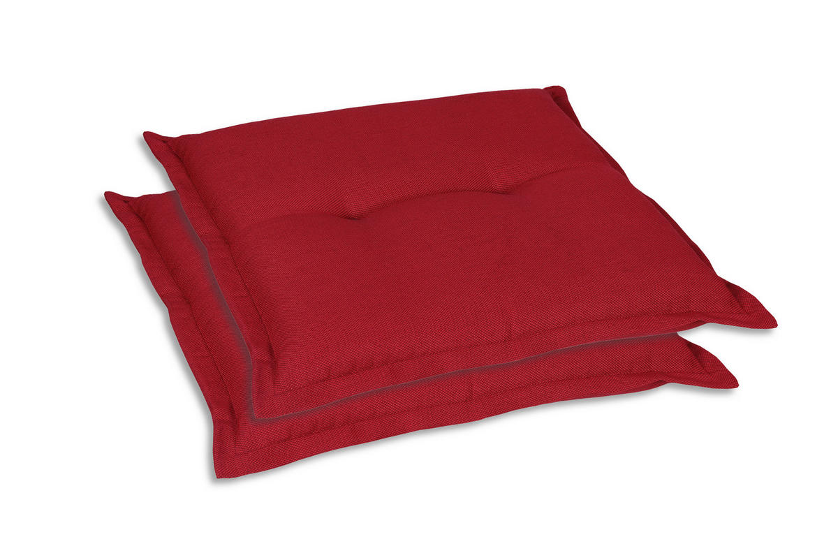 GARTENSITZKISSEN 2er-Set Uni  - Kirschrot, Basics, Textil (50/7/50cm)