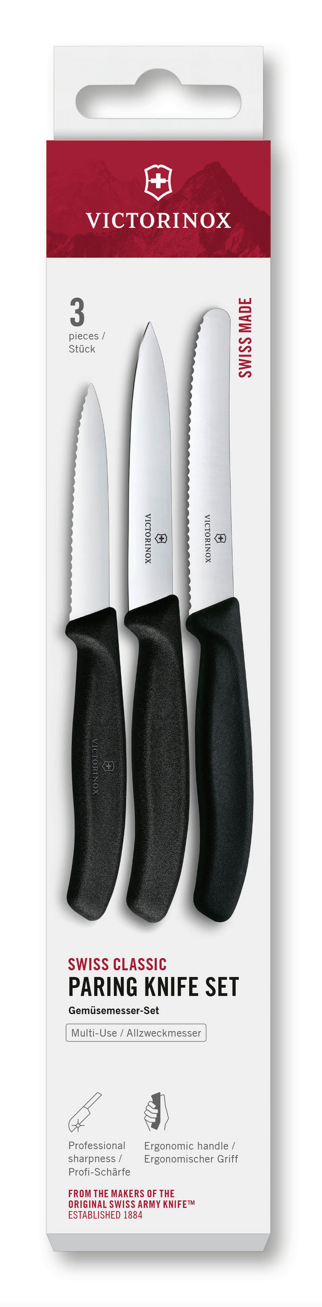 GEMÜSEMESSER  - Schwarz, Basics, Kunststoff (25,00/5,0/2,0cm) - Victorinox