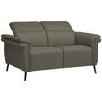 2-SITZER-SOFA  in Echtleder Grau   - Schwarz/Grau, Design, Leder/Metall (162/79/104cm) - Belluti