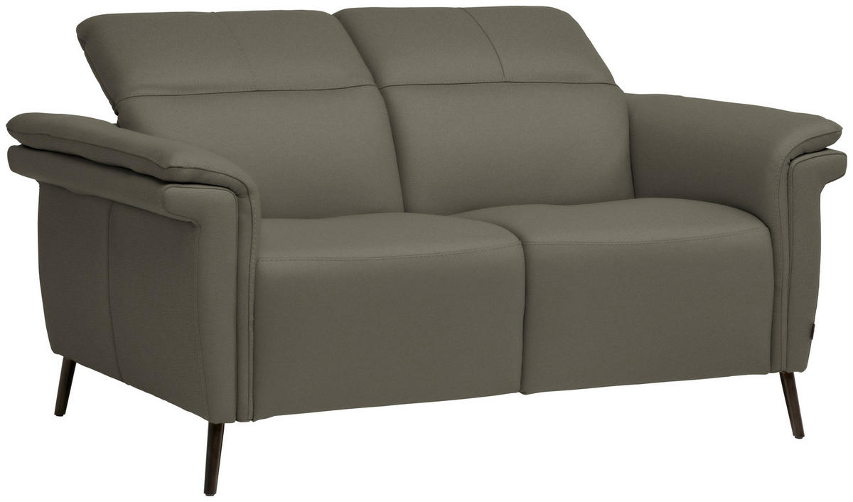 2-SITZER-SOFA  in Echtleder Grau   - Schwarz/Grau, Design, Leder/Metall (162/79/104cm) - Belluti