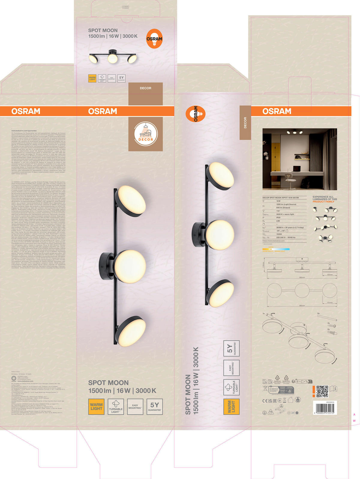 LED-STRAHLER 58/12/11.9 cm   - Schwarz, Basics, Metall (58/12/11.9cm) - Osram