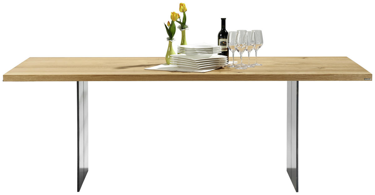 ESSTISCH Asteiche massiv rechteckig Schwarz, Eichefarben  - Eichefarben/Schwarz, Design, Holz/Metall (260/100/77cm) - Musterring