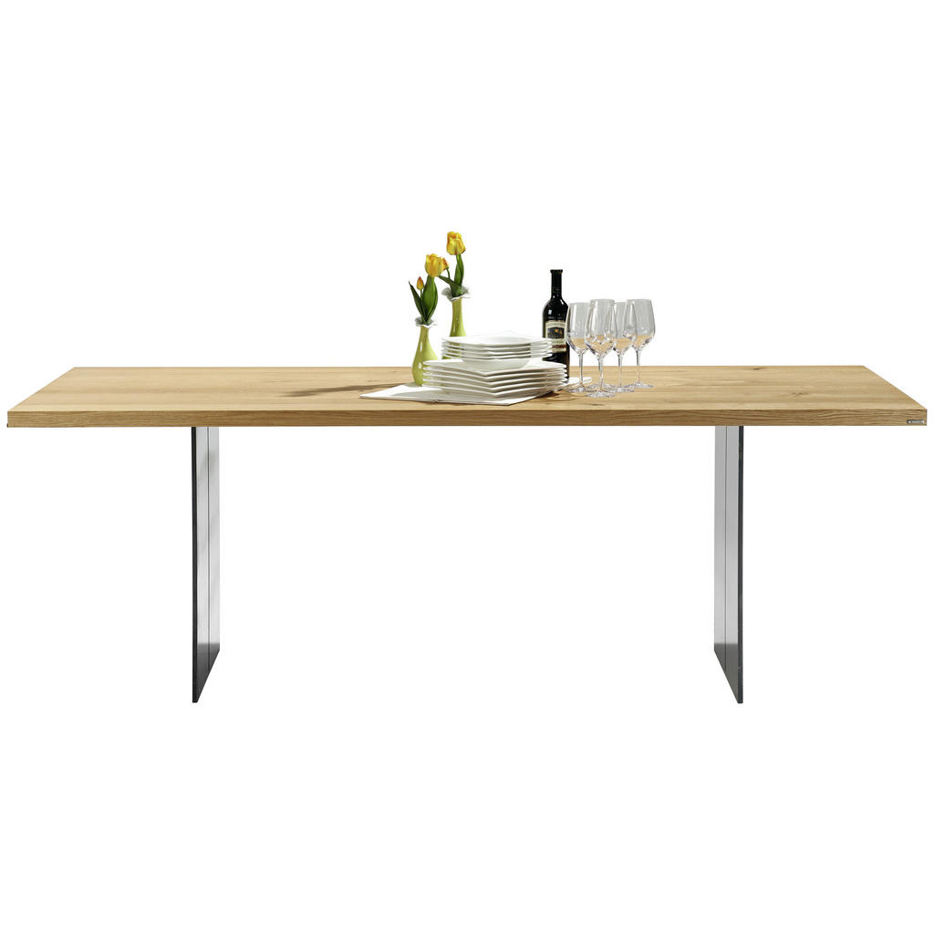 Thumbnail - Musterring Esstisch Nova, Schwarz, Eiche, Holz, Metall, Asteiche, massiv, rechteckig, Wange, 100x77x260 cm, Esszimmer, T...