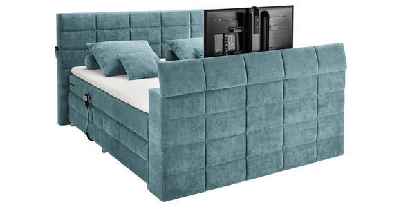 BOXSPRINGBETT 180/200 cm  in Petrol  - Petrol, KONVENTIONELL, Textil (180/200cm) - Carryhome