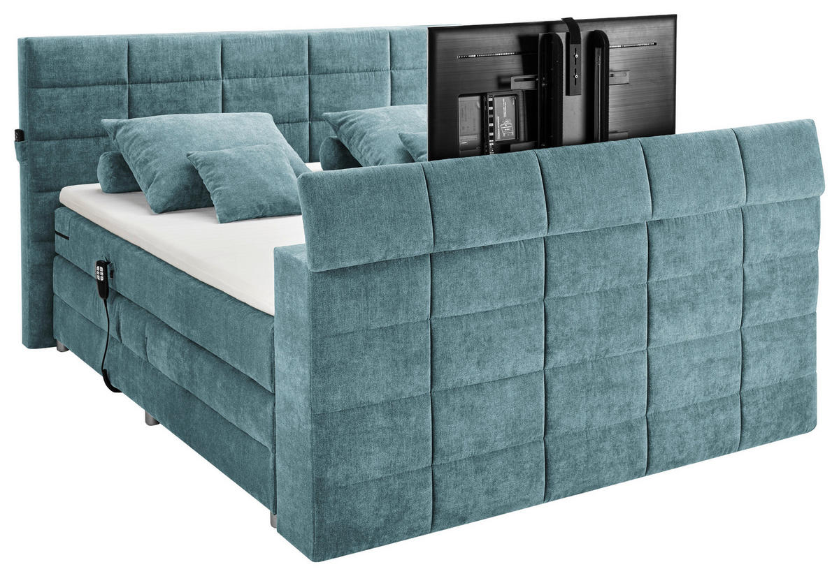 BOXSPRINGBETT 180/200 cm  in Petrol  - Petrol, KONVENTIONELL, Textil (180/200cm) - Carryhome