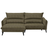 ECKSOFA Olivgrün Velours  - Schwarz/Olivgrün, Design, Holz/Textil (170/238cm) - Carryhome