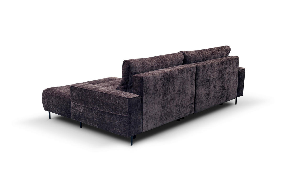 ECKSOFA PABLO Brombeere Struktur Rückenkissen, Bettkasten  - Brombeere/Schwarz, Design, Holz/Textil (260/160cm) - MID.YOU
