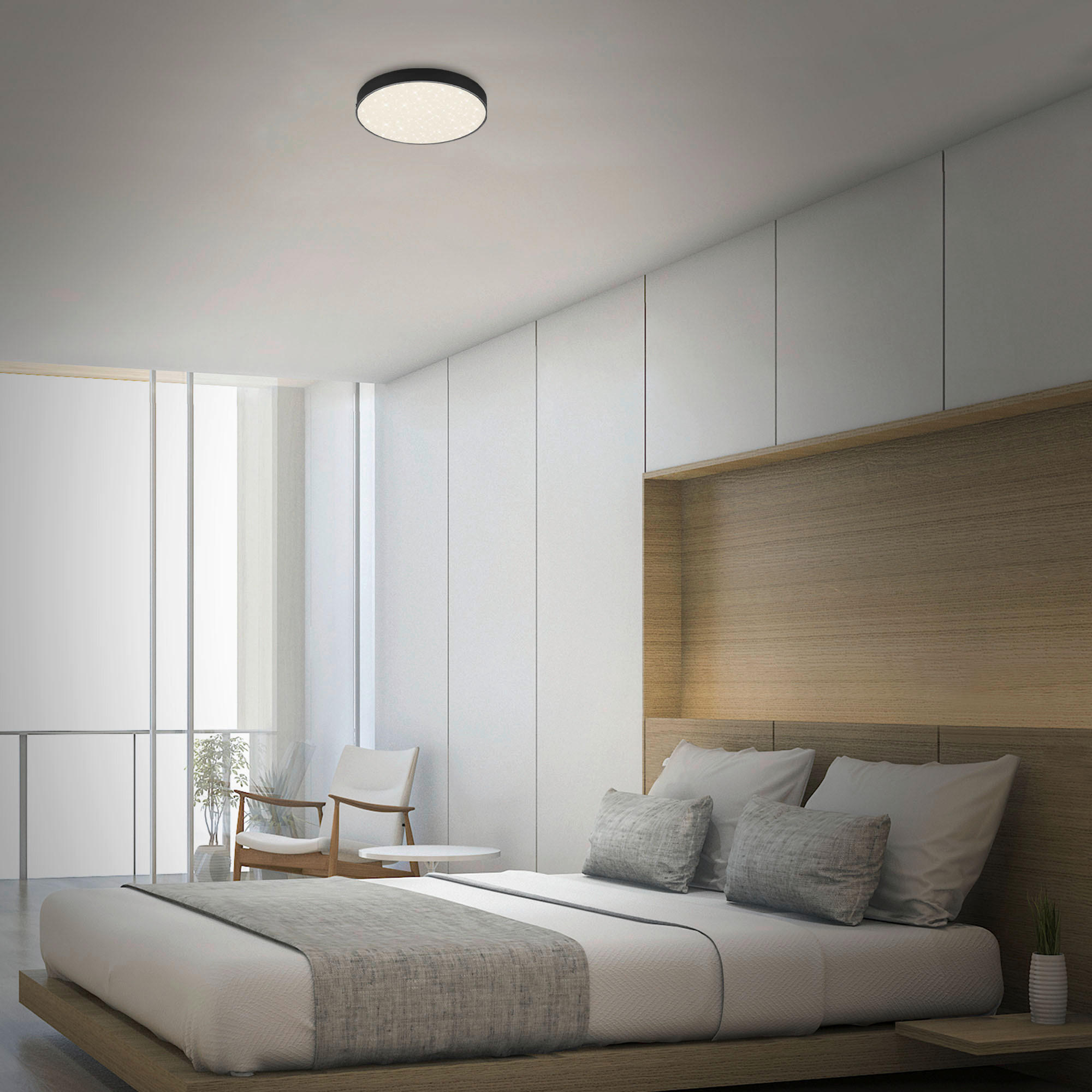 STROPNÍ LED SVÍTIDLO, 21,2/3,6 cm  - černá, Design, plast (21,2/3,6cm)