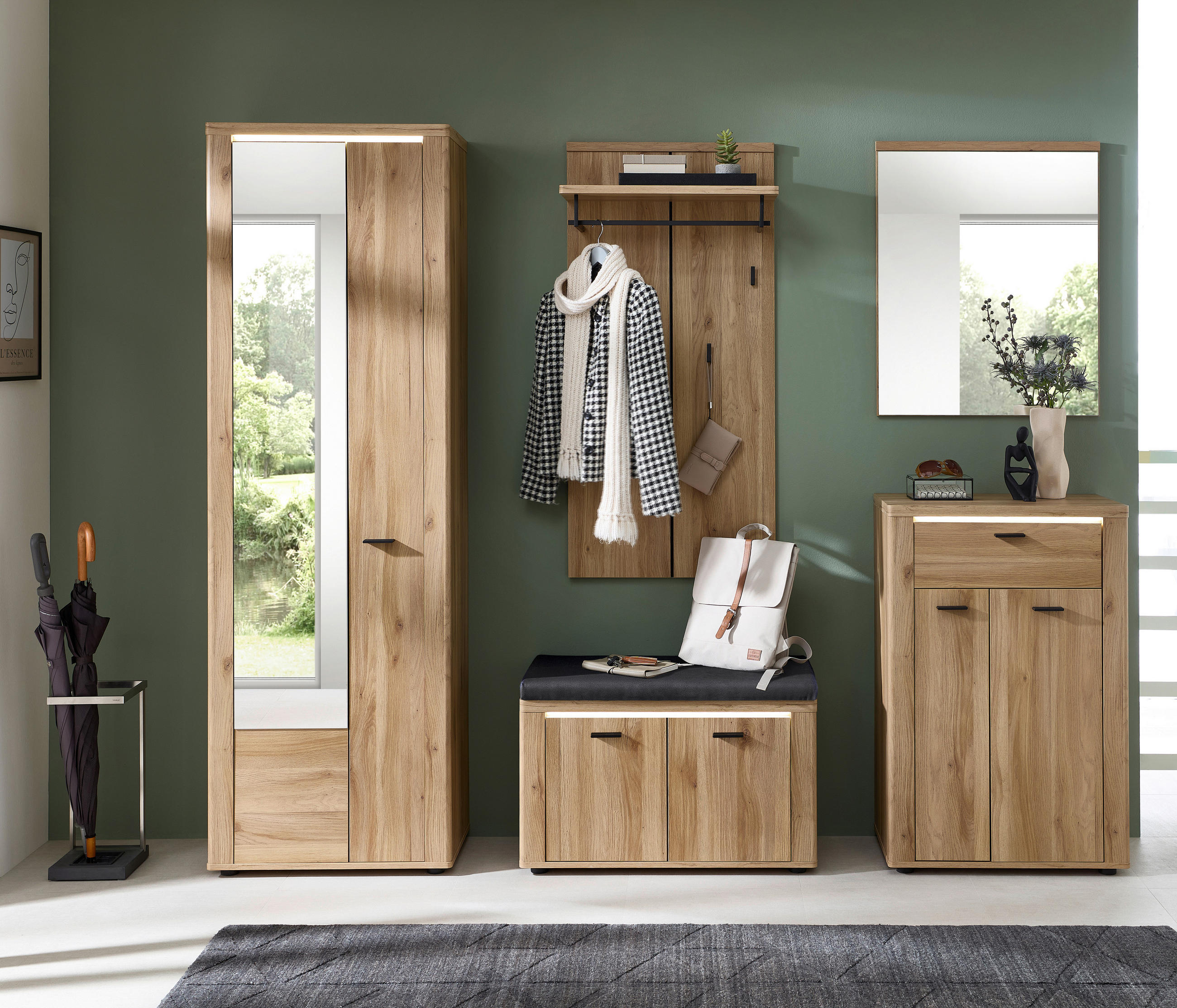 WANDSPIEGEL 65/80/2 cm  - Eichefarben, KONVENTIONELL, Glas/Holzwerkstoff (65/80/2cm) - Xora