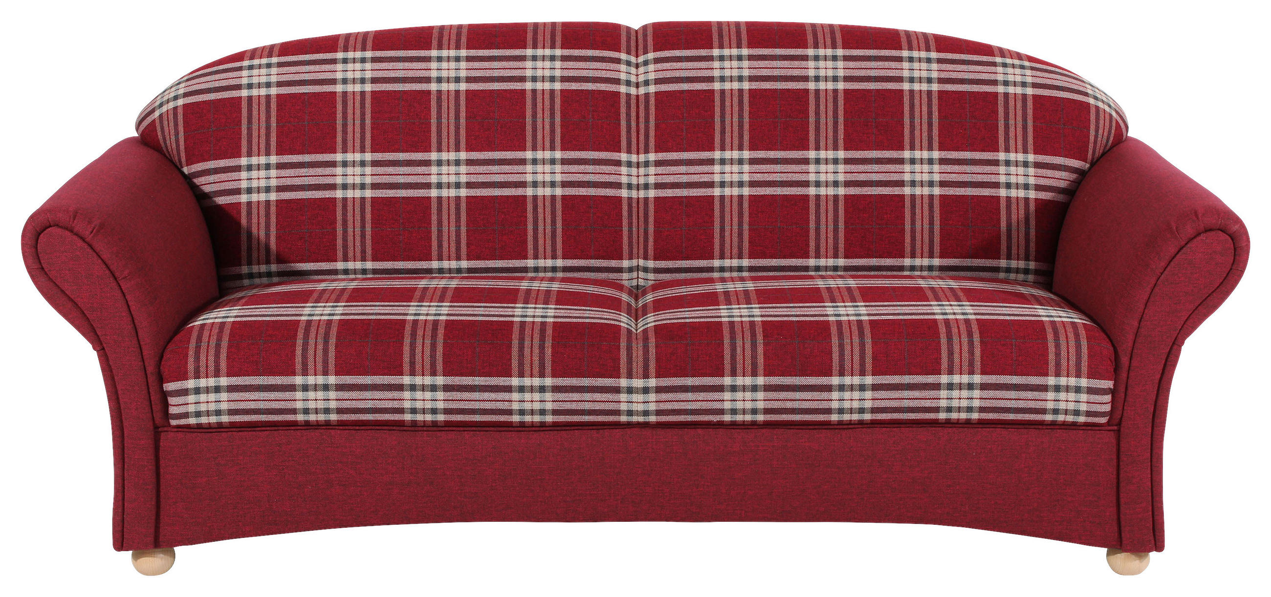 3-SITZER-SOFA Flachgewebe Rot  - Buchefarben/Rot, Design, Holz/Textil (202/85/81cm) - Max Winzer