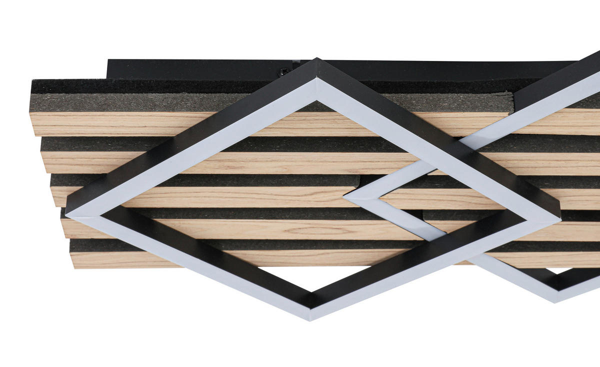 LED-DECKENLEUCHTE 63/29/7,5 cm   - Eichefarben/Schwarz, Basics, Holzwerkstoff/Kunststoff (63/29/7,5cm) - Novel