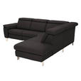 ECKSOFA in Echtleder Dunkelbraun  - Dunkelbraun/Alufarben, Design, Leder/Metall (271/242cm) - Cantus