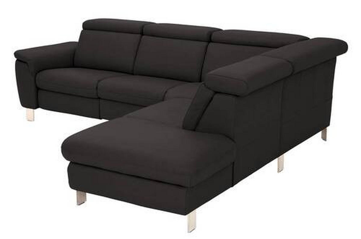 ECKSOFA in Echtleder Dunkelbraun  271/239 cm  - Dunkelbraun/Alufarben, Design, Leder/Metall (271/239cm) - Cantus