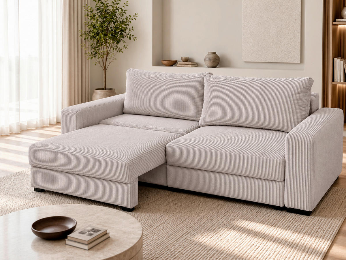 3-SITZER-SOFA Cord Cappuccino  - Schwarz/Cappuccino, Basics, Holz/Textil (250/90/110cm) - MID.YOU