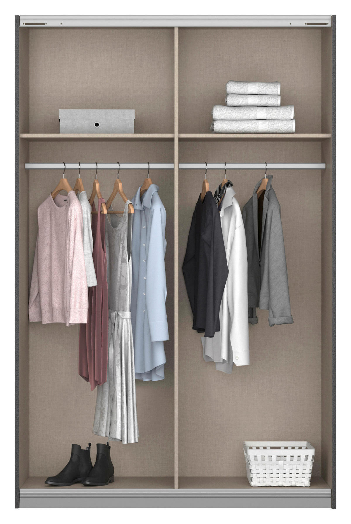 SCHWEBETÜRENSCHRANK in Silberfarben, Eiche Artisan  - Silberfarben/Alufarben, Modern, Holzwerkstoff/Metall (136/197/61cm) - Rauch Möbel