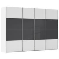SCHWEBETÜRENSCHRANK 316/223/68 cm,  in Schwarz, Weiß, 4 Tür(en)  - Chromfarben/Schwarz, KONVENTIONELL, Glas/Holzwerkstoff (316/223/68cm) - Novel