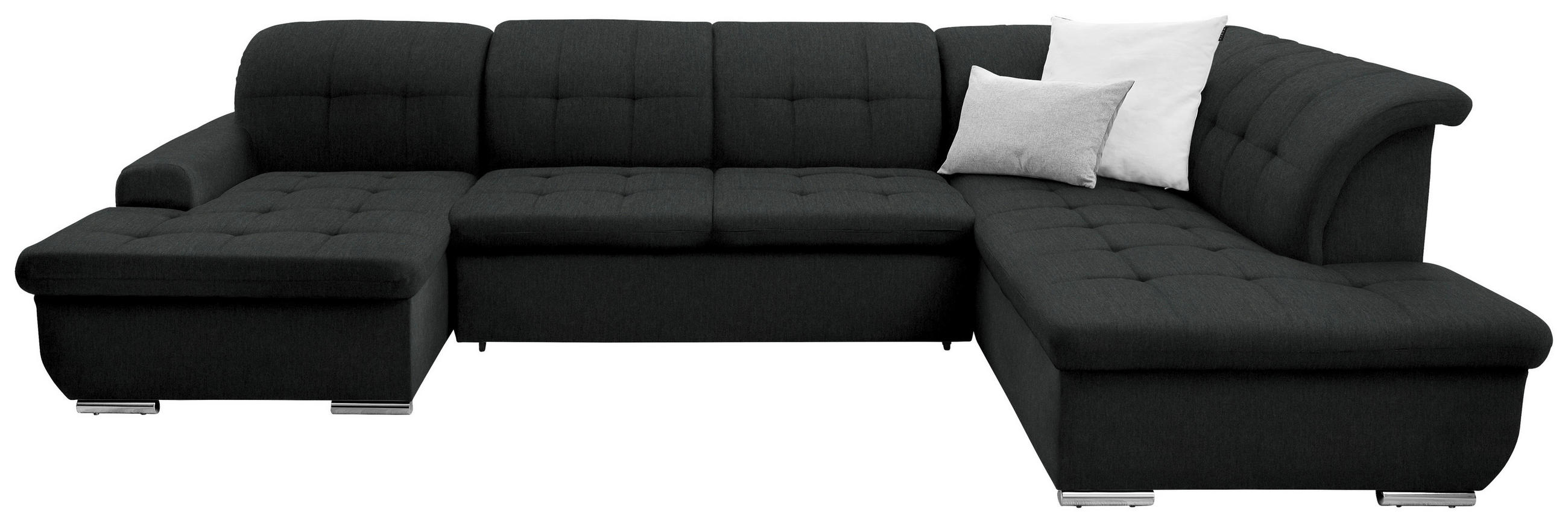 WOHNLANDSCHAFT inkl. Funktion Schwarz Flachgewebe  - Silberfarben/Schwarz, Design, Textil/Metall (145/342/208cm) - Cantus