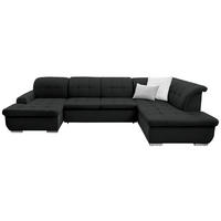 WOHNLANDSCHAFT inkl. Funktion Schwarz Flachgewebe  - Silberfarben/Schwarz, Design, Textil/Metall (145/342/208cm) - Cantus