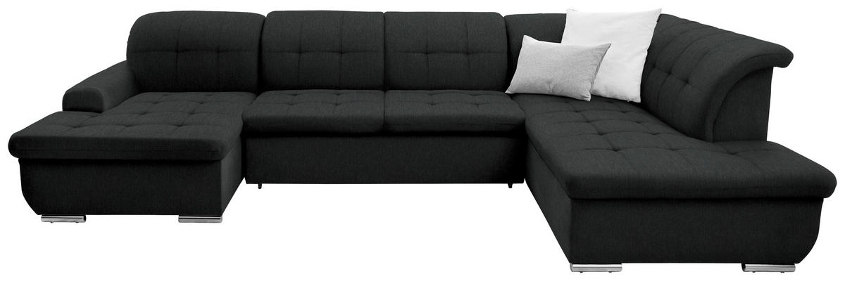 WOHNLANDSCHAFT inkl. Funktion Schwarz Flachgewebe  - Silberfarben/Schwarz, Design, Textil/Metall (145/342/208cm) - Cantus