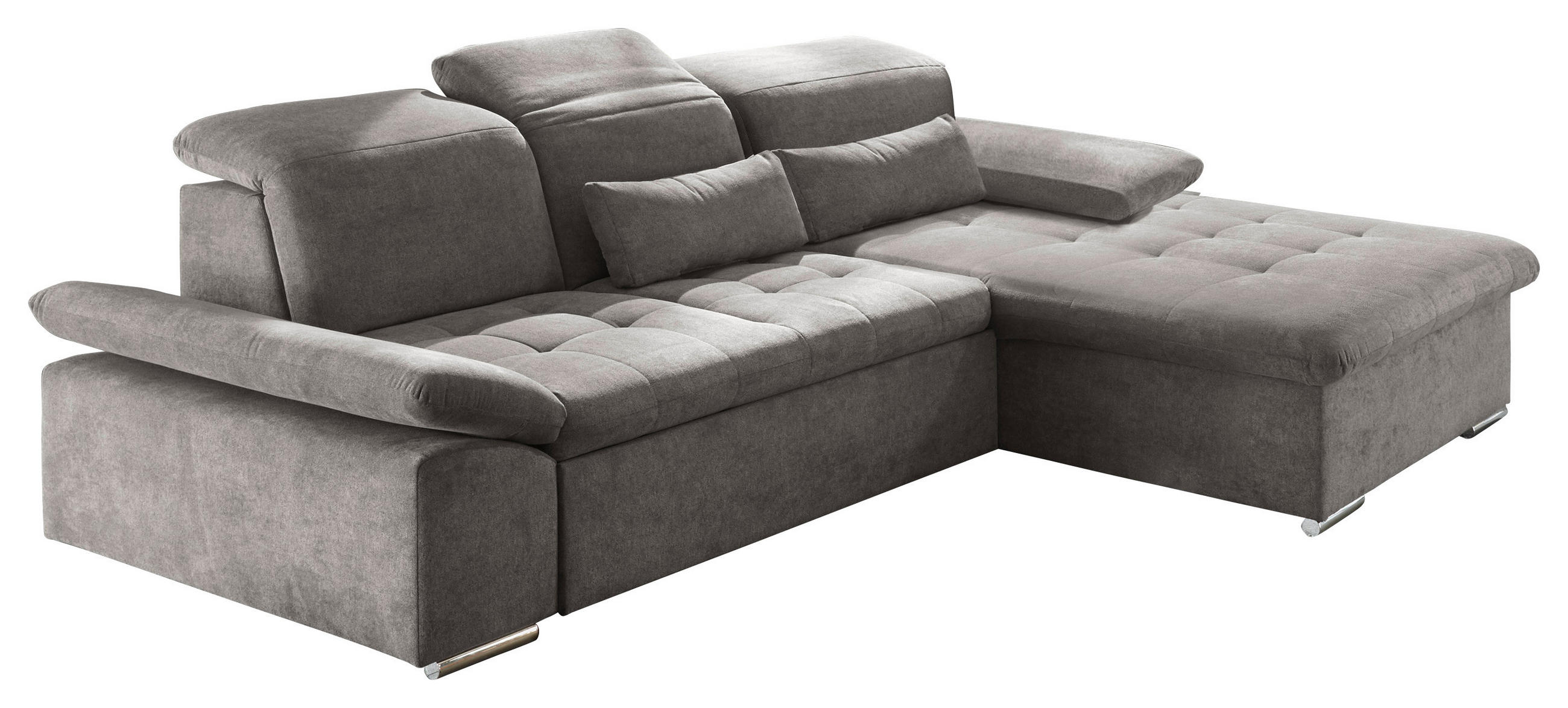 ECKSOFA in Mikrovelours Schlammfarben  276/188 cm  - Schlammfarben/Silberfarben, KONVENTIONELL, Holzwerkstoff/Kunststoff (276/188cm) - MID.YOU