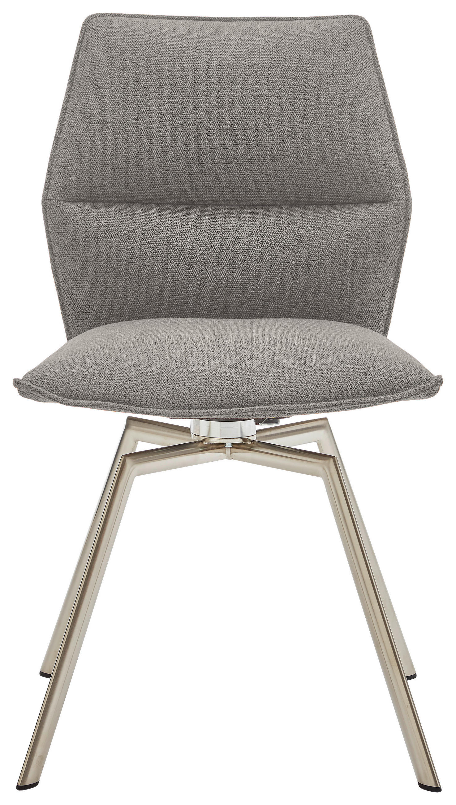 STUHL Edelstahlfarben, Graubraun  - Edelstahlfarben/Graubraun, Design, Textil/Metall (49/86/60cm) - Venjakob