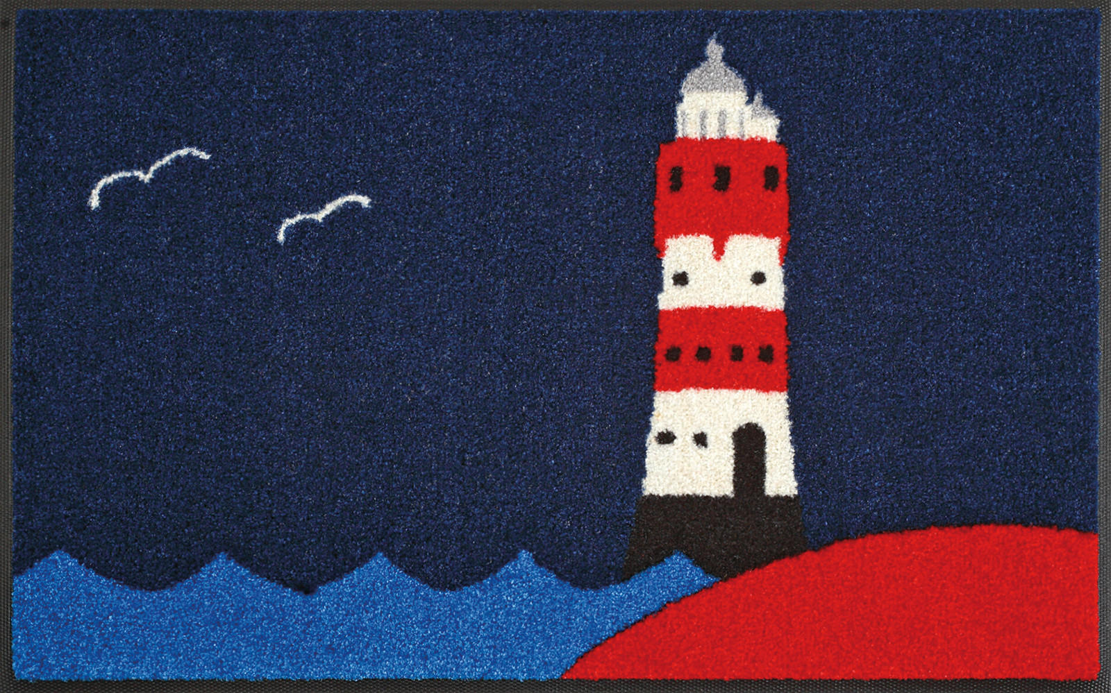 wash+dry FUßMATTE Leuchtturm Rot, Weiß, Dunkelblau 50x75 cm