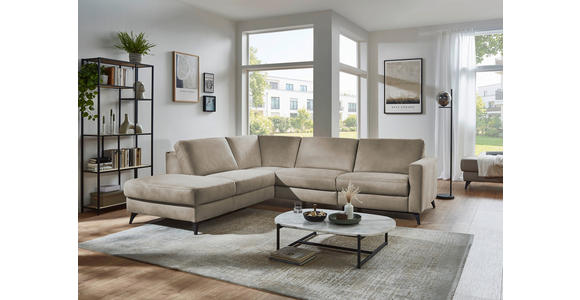 ECKSOFA Dieter Knoll Beigebraun Mikrofaser  - Beigebraun/Schwarz, Design, Textil/Metall (238/269cm) - Dieter Knoll