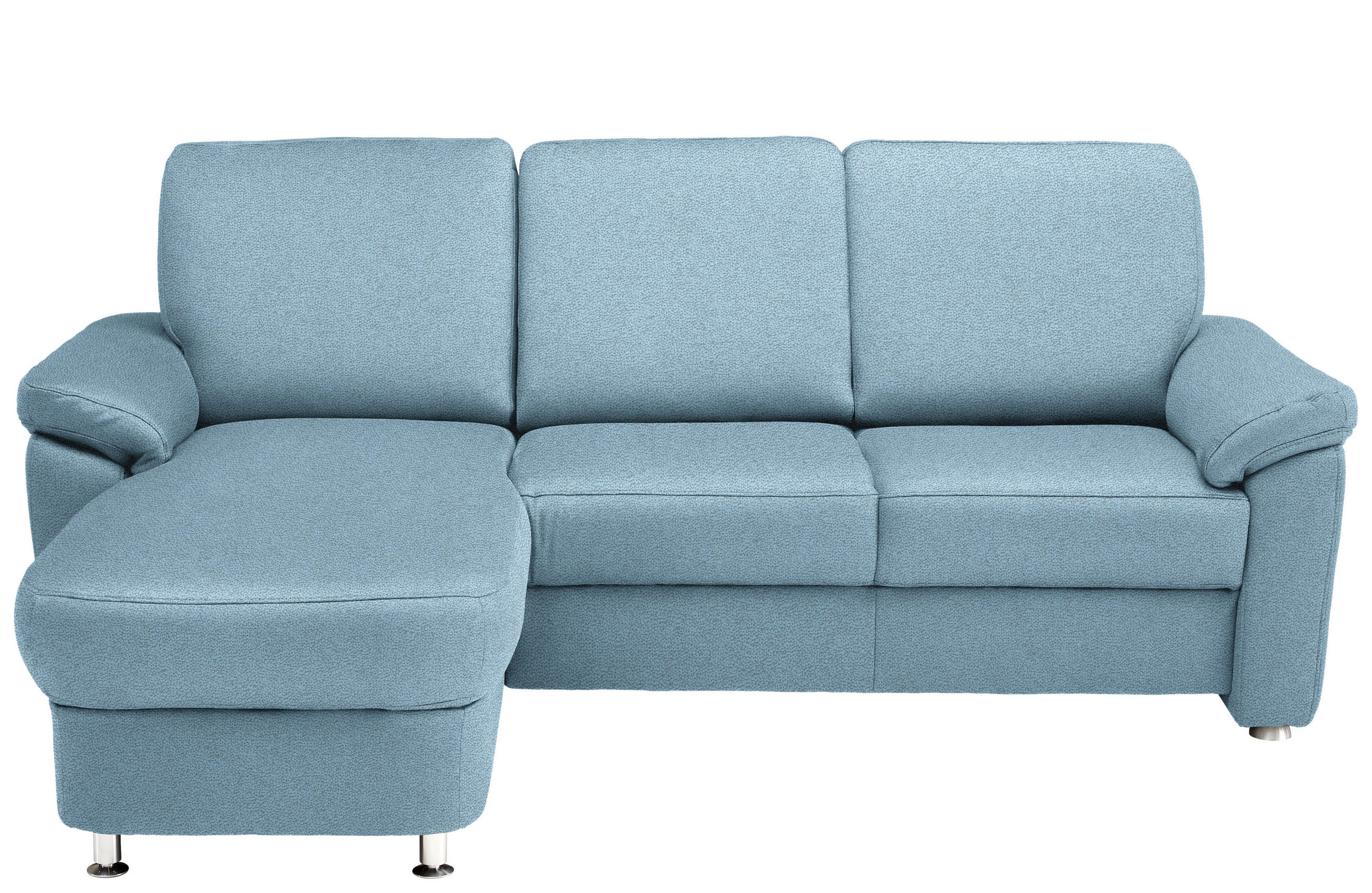 ECKSOFA in Flachgewebe Hellblau  - Chromfarben/Hellblau, Konventionell, Textil/Metall (163/220cm) - Beldomo System