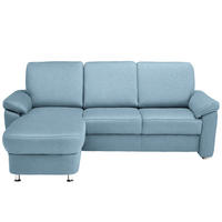 ECKSOFA in Flachgewebe Hellblau  163/220 cm  - Chromfarben/Hellblau, KONVENTIONELL, Textil/Metall (163/220cm) - Beldomo System