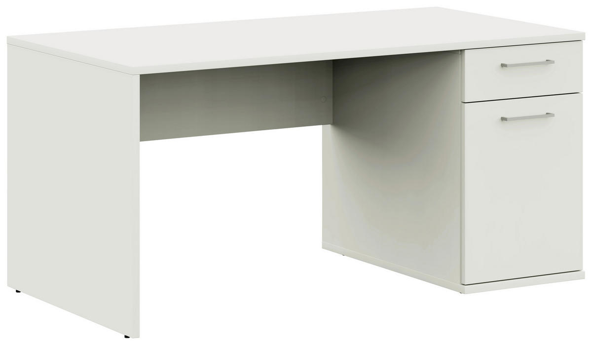 JUGENDSCHREIBTISCH 150/70/72 cm  in Weiss  - Weiss/Edelstahlfarben, Design, Holzwerkstoff/Metall (150/70/72cm) - Cantus