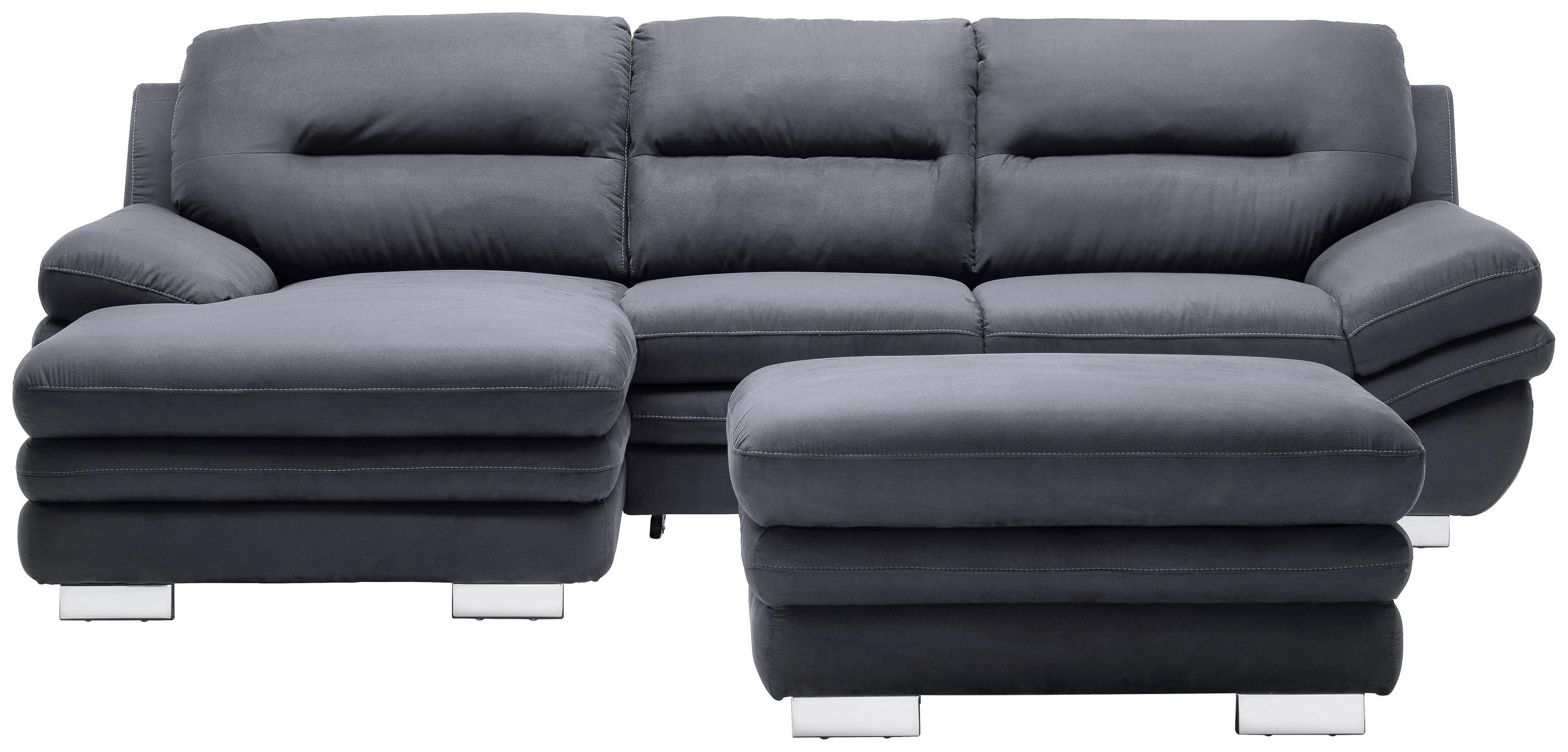 ECKSOFA Anthrazit Mikrofaser  - Chromfarben/Anthrazit, Design, Textil (166/270cm) - Stylife