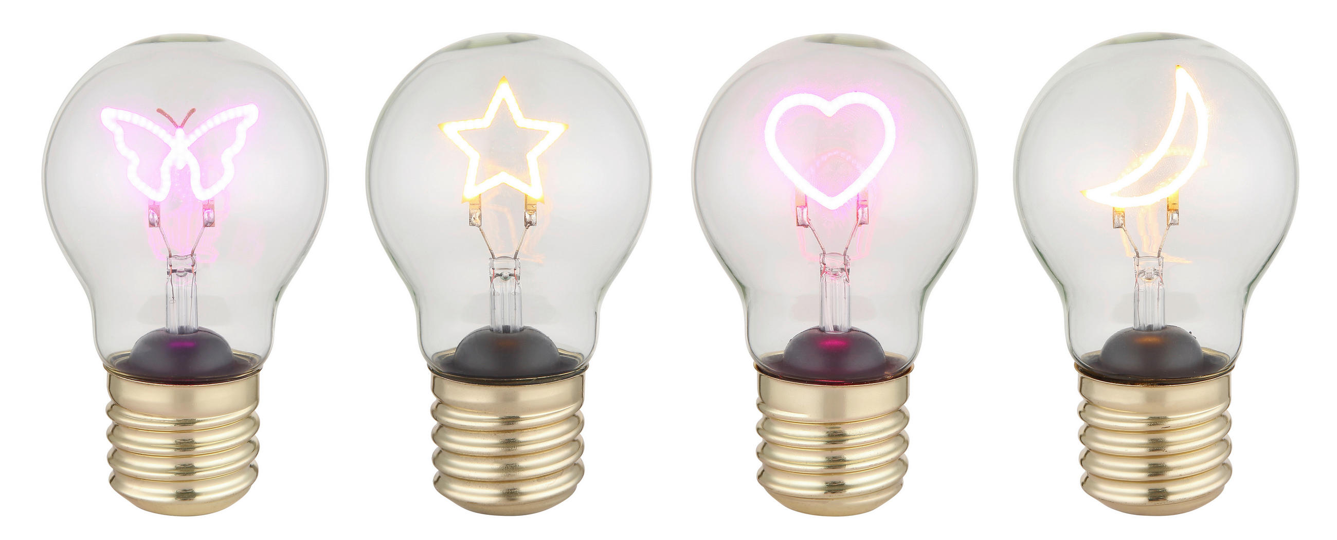 LED DÍSZLÁMPA - aranyszínű, Basics, üveg/fém (7/12cm)