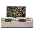 LOWBOARD  in 200/56/45 cm  - Hellgrau/Schwarz, Design, Glas/Holzwerkstoff (200/56/45cm) - Novel