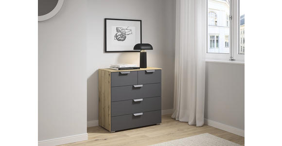 KOMMODE in 80/81/42 cm - Dunkelgrau/Eiche Artisan, Design, Holzwerkstoff/Metall (80/81/42cm) - Carryhome