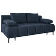 SCHLAFSOFA in Jacquard Dunkelblau  - Schwarz/Dunkelblau, MODERN, Textil/Metall (204/90/95cm) - Hom`in