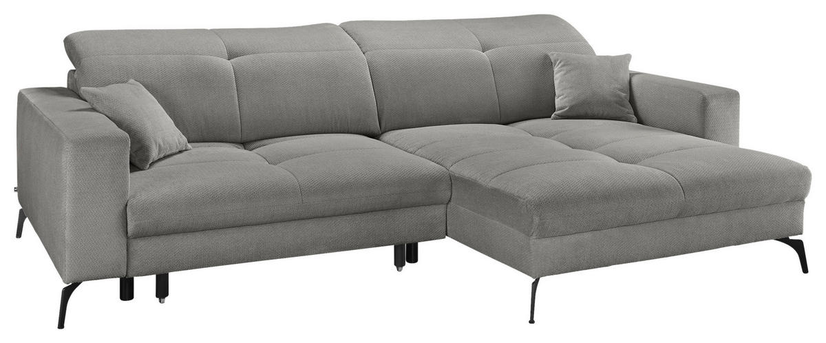 ECKSOFA Grau Webstoff  - Schwarz/Grau, KONVENTIONELL, Textil/Metall (285/180cm) - SetOne by Musterring