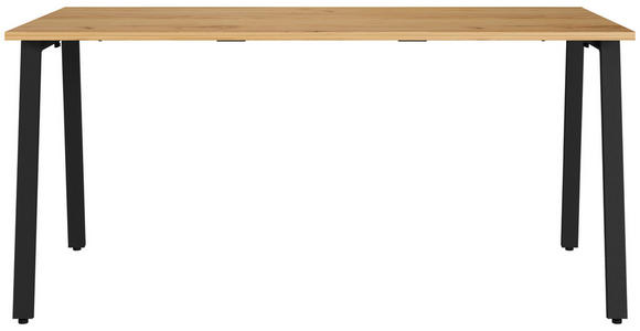 SCHREIBTISCH 160/80/75 cm  in Schwarz, Eichefarben, Hellbraun  - Hellbraun/Eichefarben, MODERN, Holzwerkstoff/Metall (160/80/75cm) - Novel