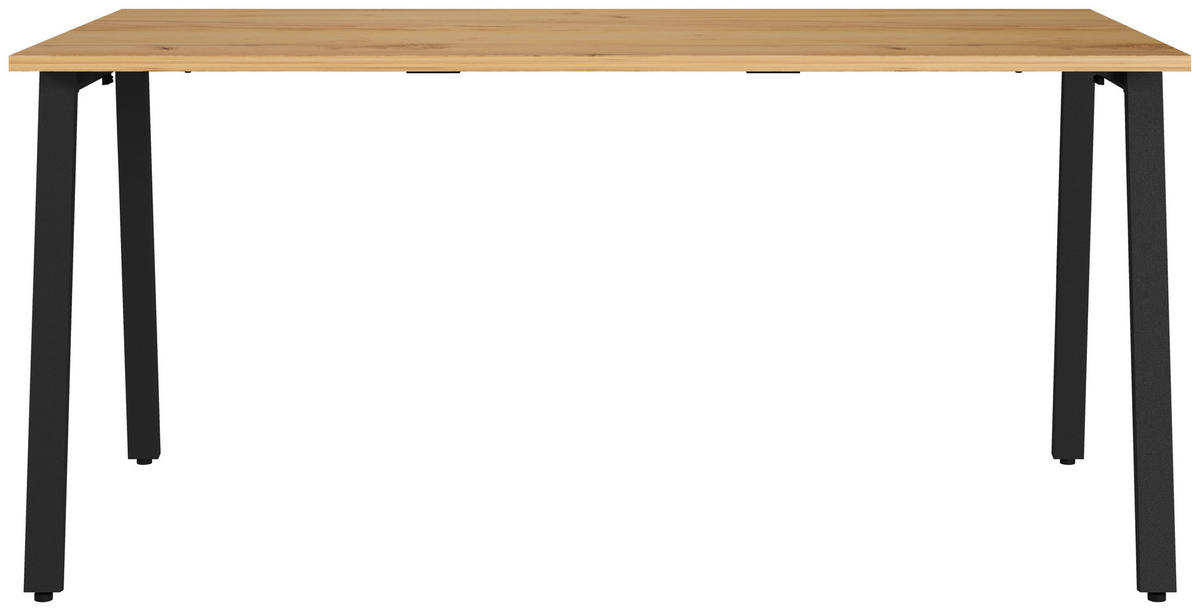 SCHREIBTISCH 160/80/75 cm  in Schwarz, Eichefarben, Hellbraun  - Hellbraun/Eichefarben, MODERN, Holzwerkstoff/Metall (160/80/75cm) - Novel