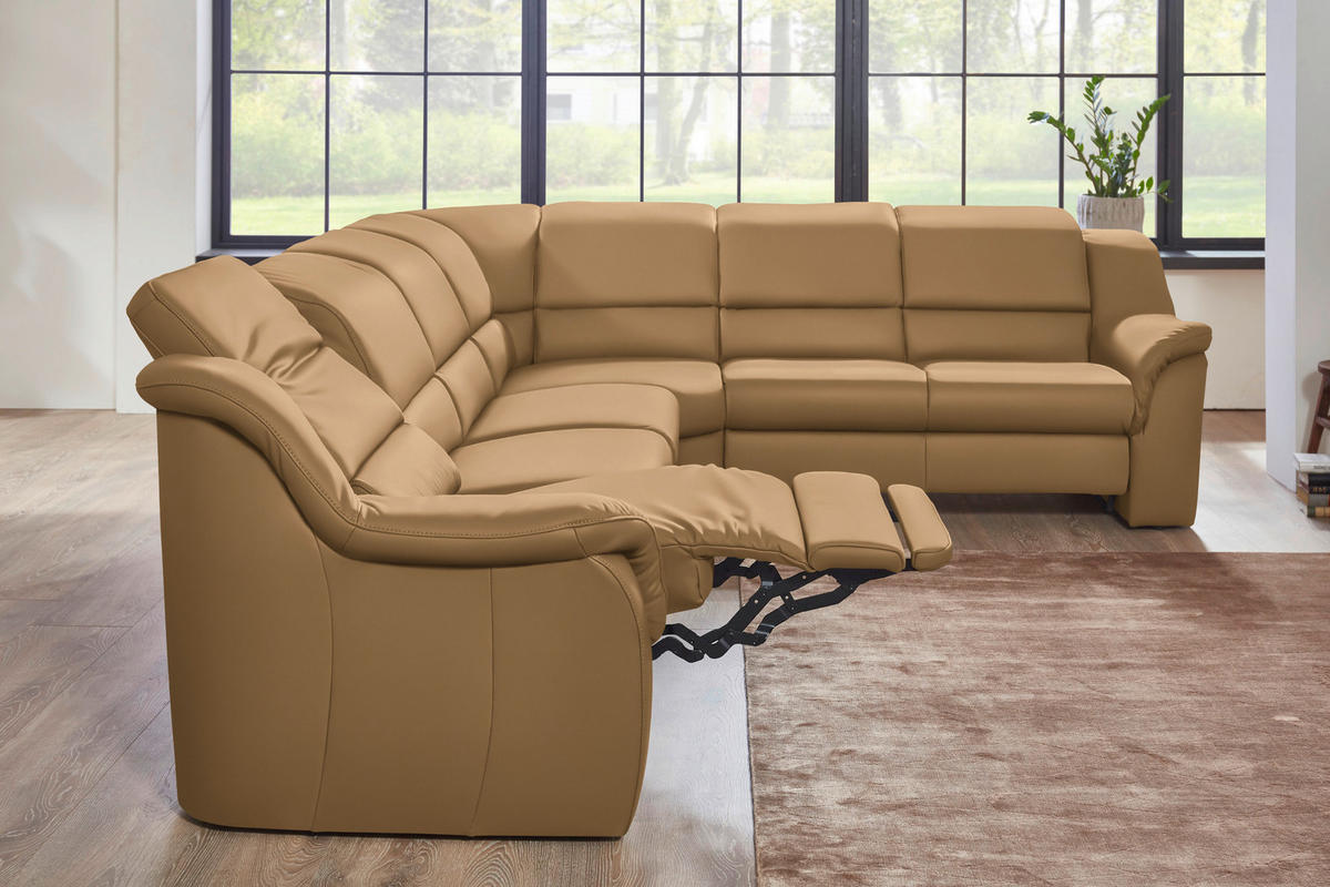 ECKSOFA  in Echtleder Honig  324/260 cm  - Chromfarben/Honig, KONVENTIONELL, Leder/Kunststoff (324/260cm) - Cantus