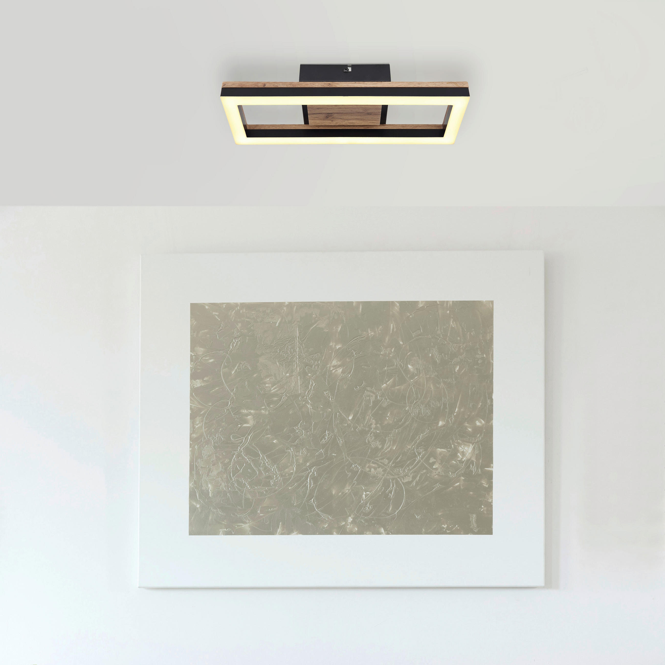LED-DECKENLEUCHTE 34,5/13/5,8 cm   - Dunkelbraun/Opal, Design, Holzwerkstoff/Kunststoff (34,5/13/5,8cm) - Globo