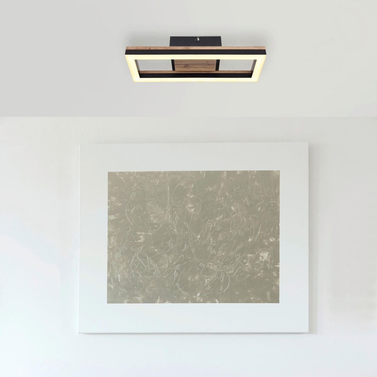LED-DECKENLEUCHTE 12 W    34,5/13/5,8 cm  - Dunkelbraun/Opal, Design, Holzwerkstoff/Kunststoff (34,5/13/5,8cm) - Globo
